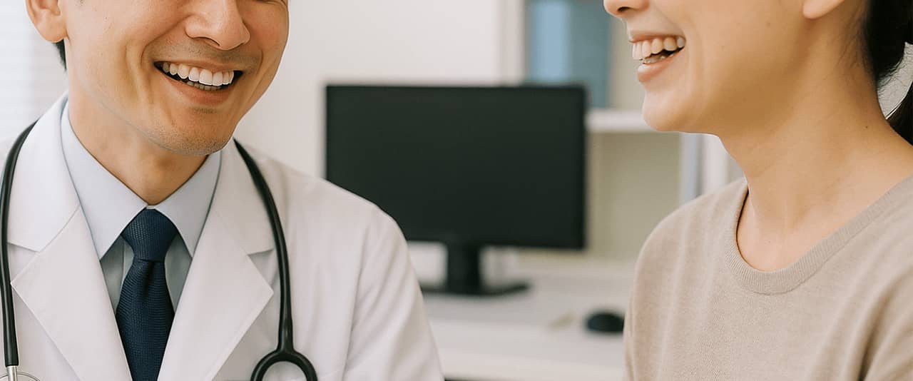 診察室でワクチンの説明